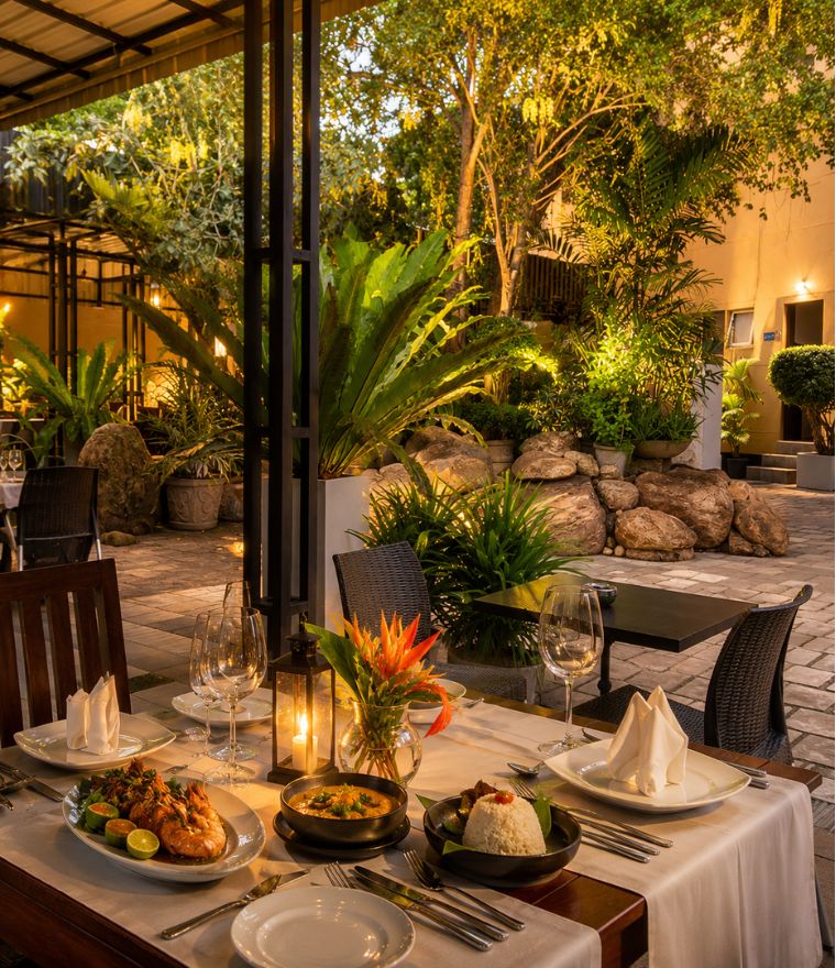 Restaurant interior at Garden Beach Hotel Kalutara