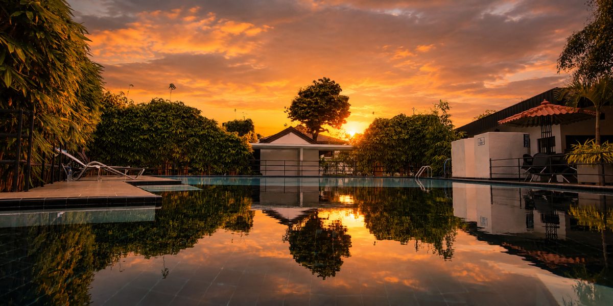 Swimming pool panoramic view at Garden Beach Hotel